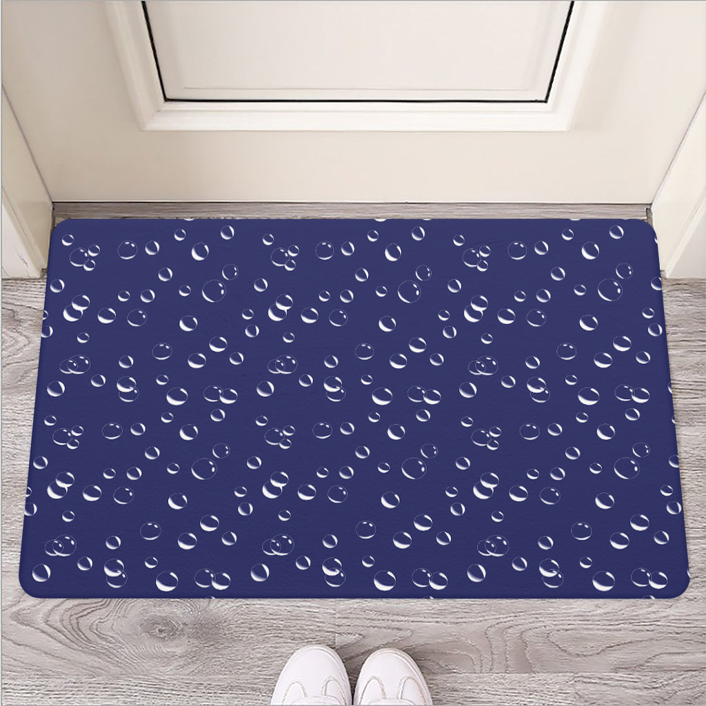 Blue And White Bubble Pattern Print Rubber Doormat