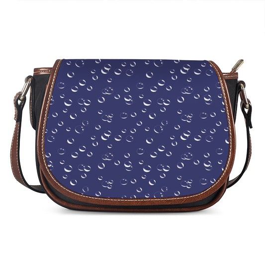 Blue And White Bubble Pattern Print Saddle Bag