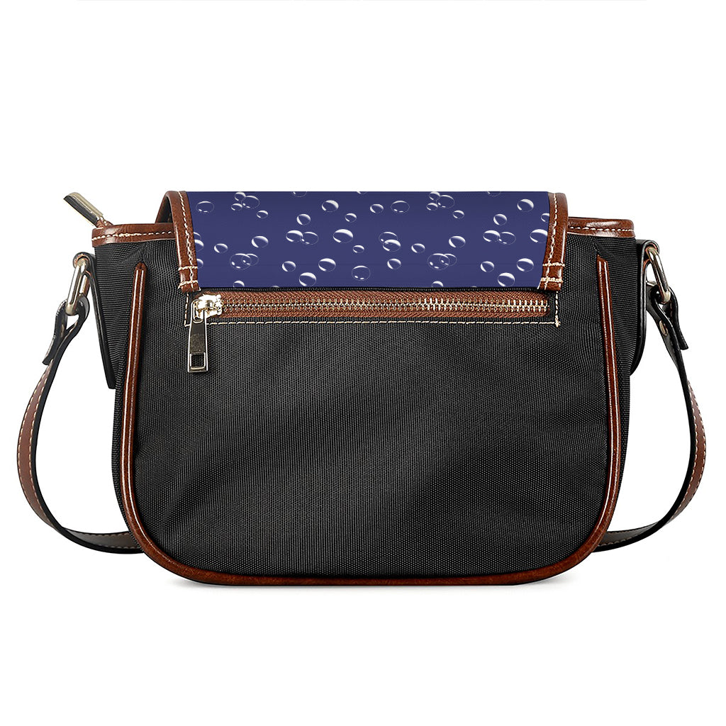 Blue And White Bubble Pattern Print Saddle Bag