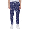 Blue And White Bubble Pattern Print Scuba Joggers