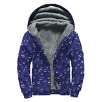 Blue And White Bubble Pattern Print Sherpa Lined Zip Up Hoodie