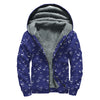 Blue And White Bubble Pattern Print Sherpa Lined Zip Up Hoodie