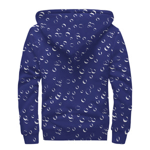 Blue And White Bubble Pattern Print Sherpa Lined Zip Up Hoodie