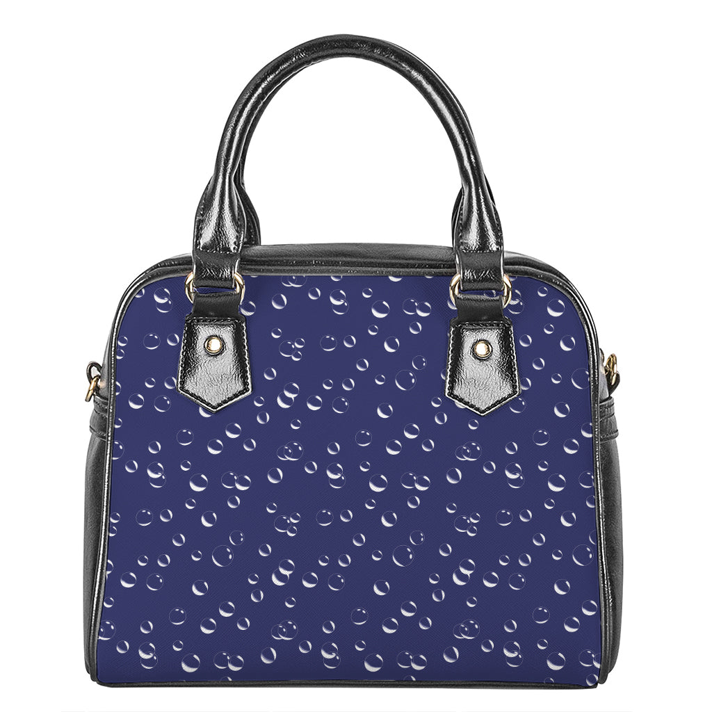 Blue And White Bubble Pattern Print Shoulder Handbag