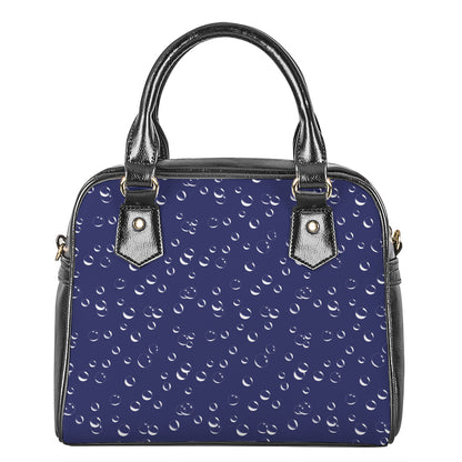 Blue And White Bubble Pattern Print Shoulder Handbag