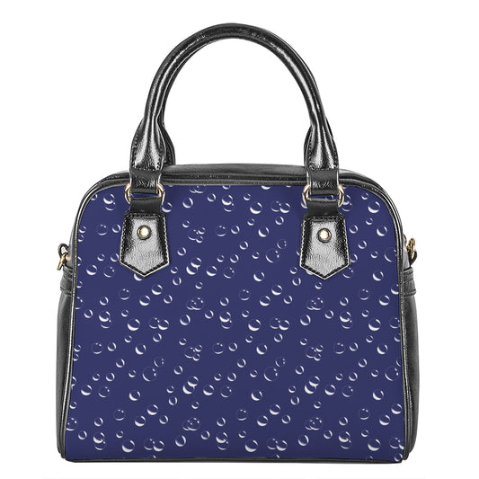 Blue And White Bubble Pattern Print Shoulder Handbag