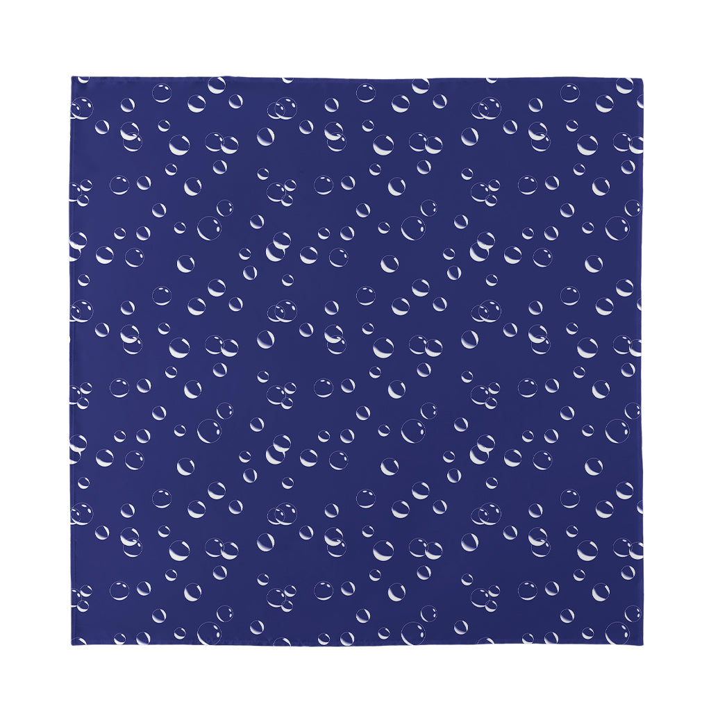 Blue And White Bubble Pattern Print Silk Bandana