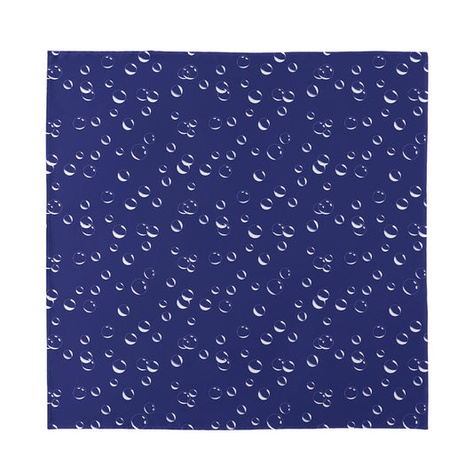 Blue And White Bubble Pattern Print Silk Bandana