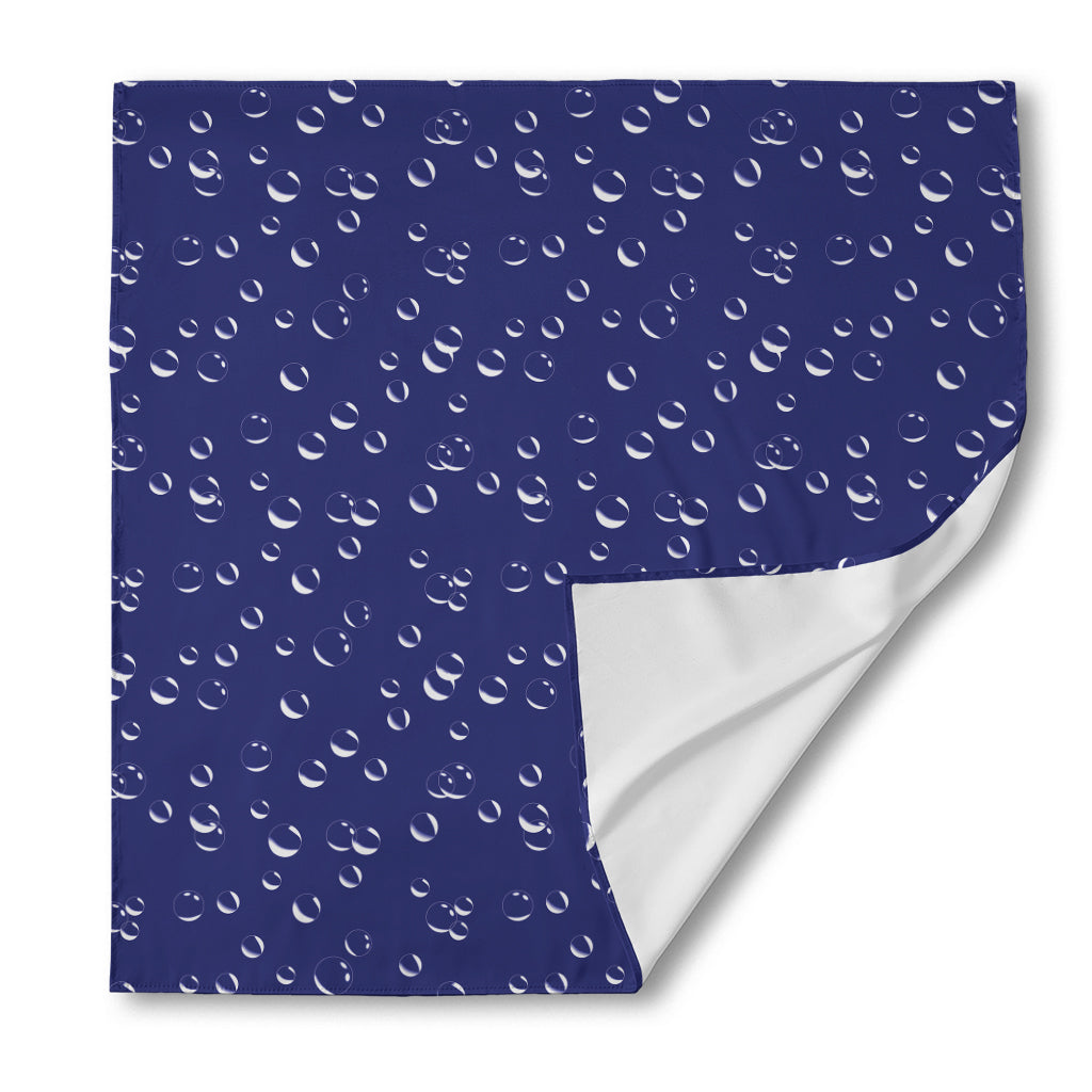 Blue And White Bubble Pattern Print Silk Bandana