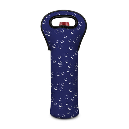 Blue And White Bubble Pattern Print Single Neoprene Wine Tote