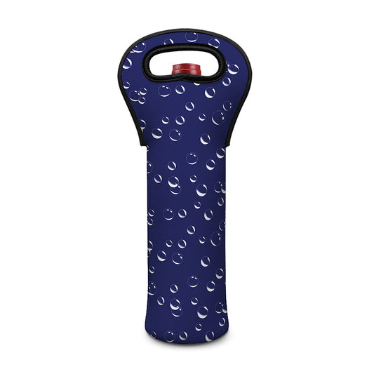 Blue And White Bubble Pattern Print Single Neoprene Wine Tote