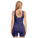 Blue And White Bubble Pattern Print Sleeveless One Piece Swimsuit