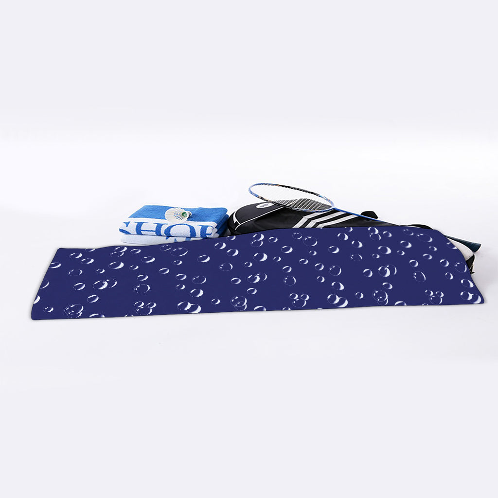 Blue And White Bubble Pattern Print Sports Towel