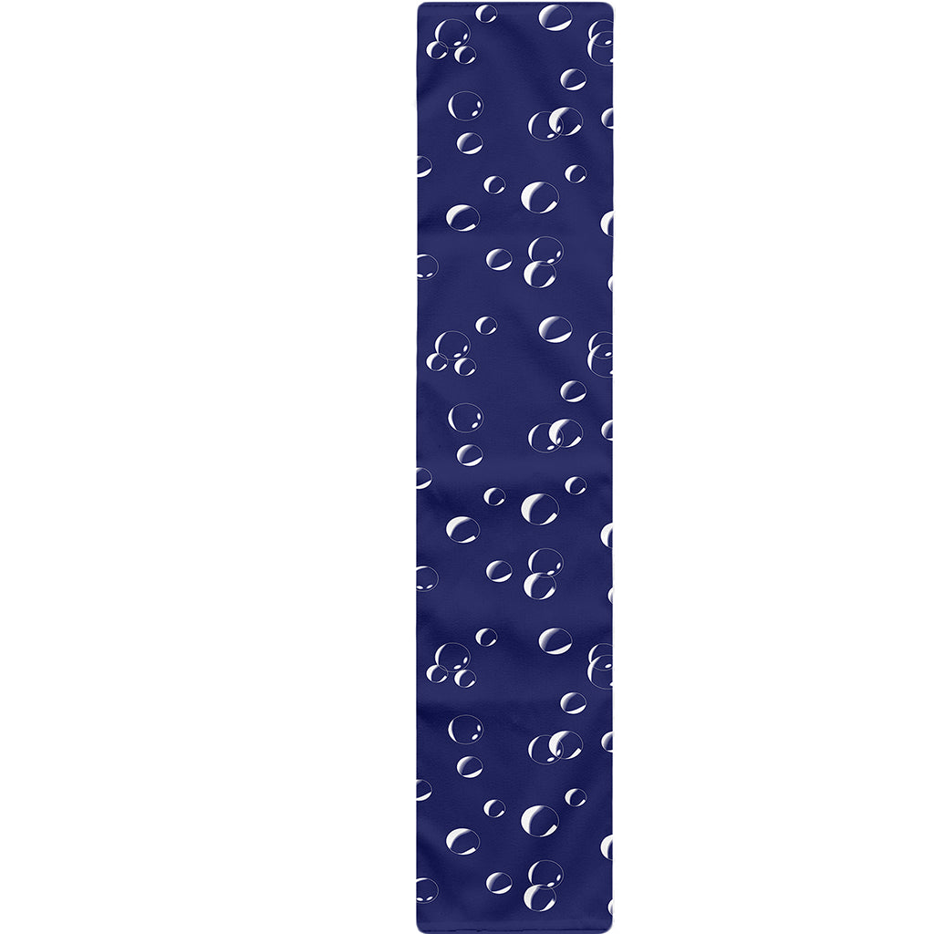Blue And White Bubble Pattern Print Table Runner