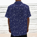 Blue And White Bubble Pattern Print Textured Short Sleeve Shirt