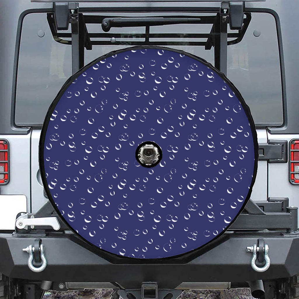 Blue And White Bubble Pattern Print Tire Cover With Camera Hole
