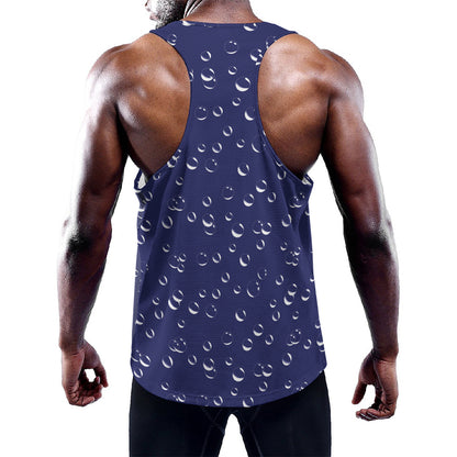 Blue And White Bubble Pattern Print Training Tank Top
