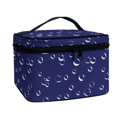 Blue And White Bubble Pattern Print Travel Makeup Bag