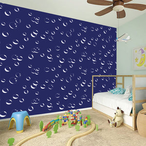 Blue And White Bubble Pattern Print Wall Sticker