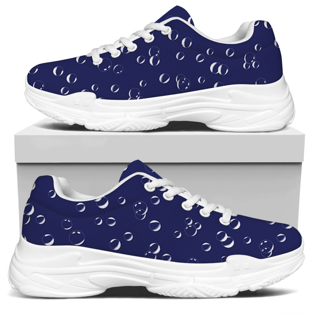 Blue And White Bubble Pattern Print White Chunky Shoes