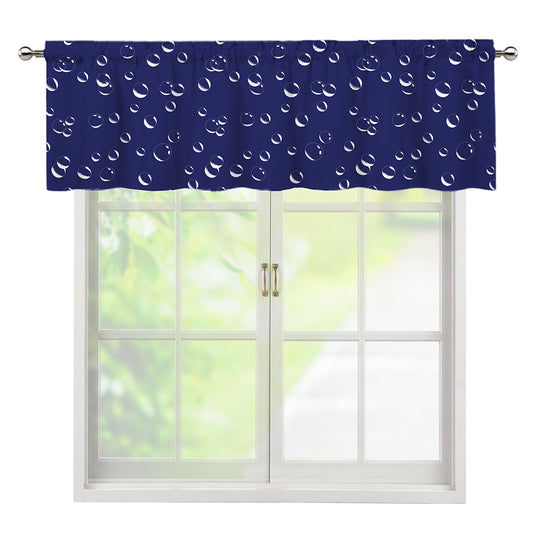 Blue And White Bubble Pattern Print Window Valance