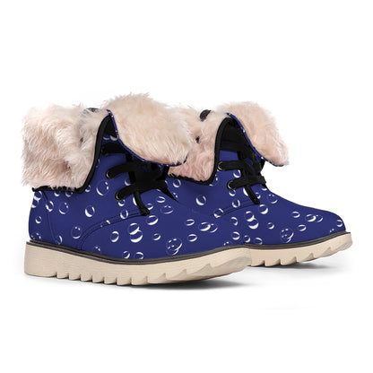 Blue And White Bubble Pattern Print Winter Boots