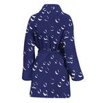 Blue And White Bubble Pattern Print Women's Bathrobe