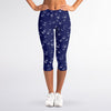 Blue And White Bubble Pattern Print Women's Capri Leggings