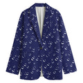 Blue And White Bubble Pattern Print Women's Cotton Blazer