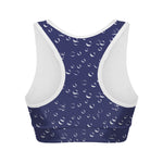 Blue And White Bubble Pattern Print Women's Sports Bra