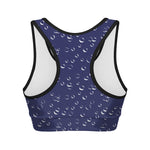 Blue And White Bubble Pattern Print Women's Sports Bra