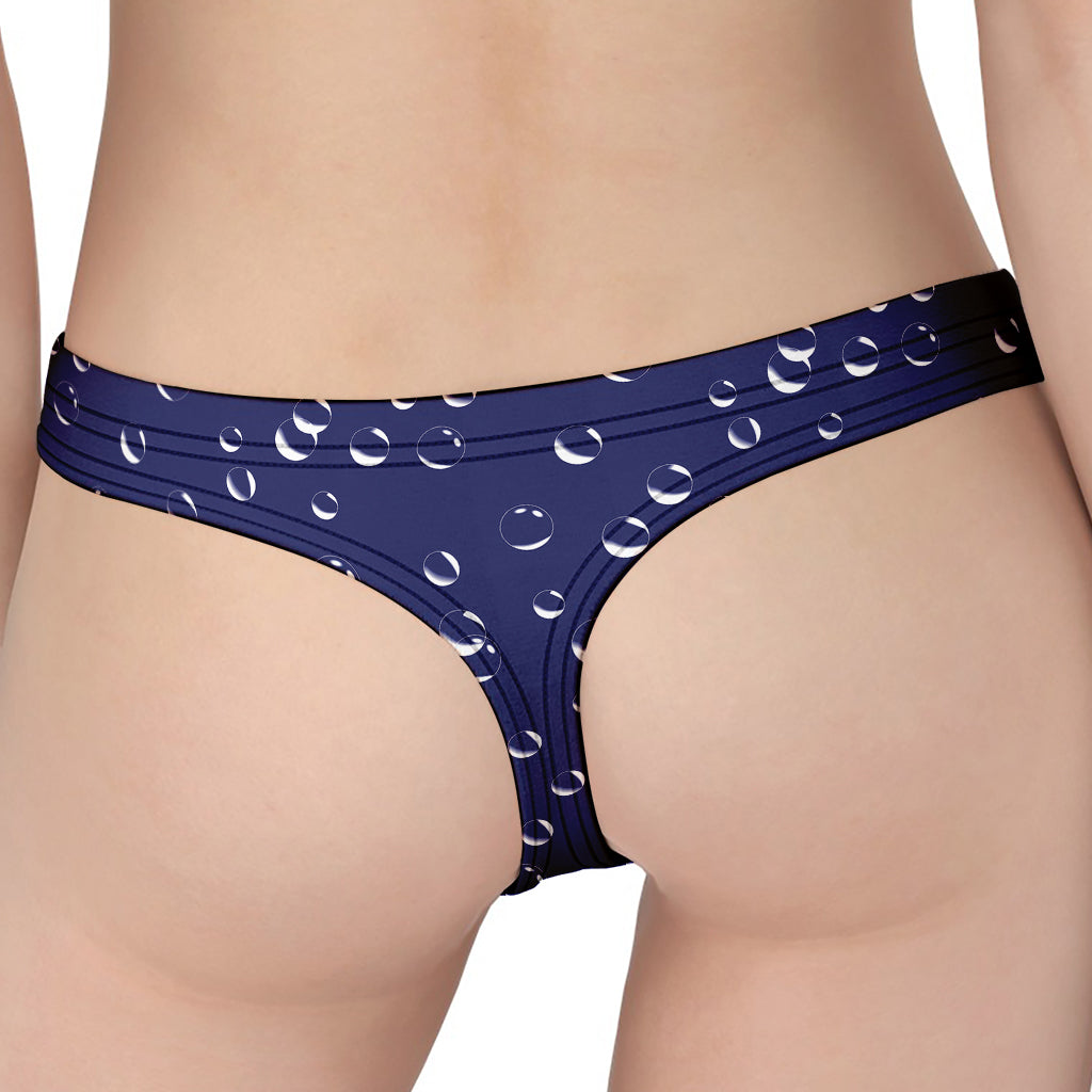 Blue And White Bubble Pattern Print Women's Thong