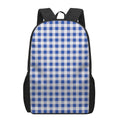 Blue And White Buffalo Check Print 17 Inch Backpack