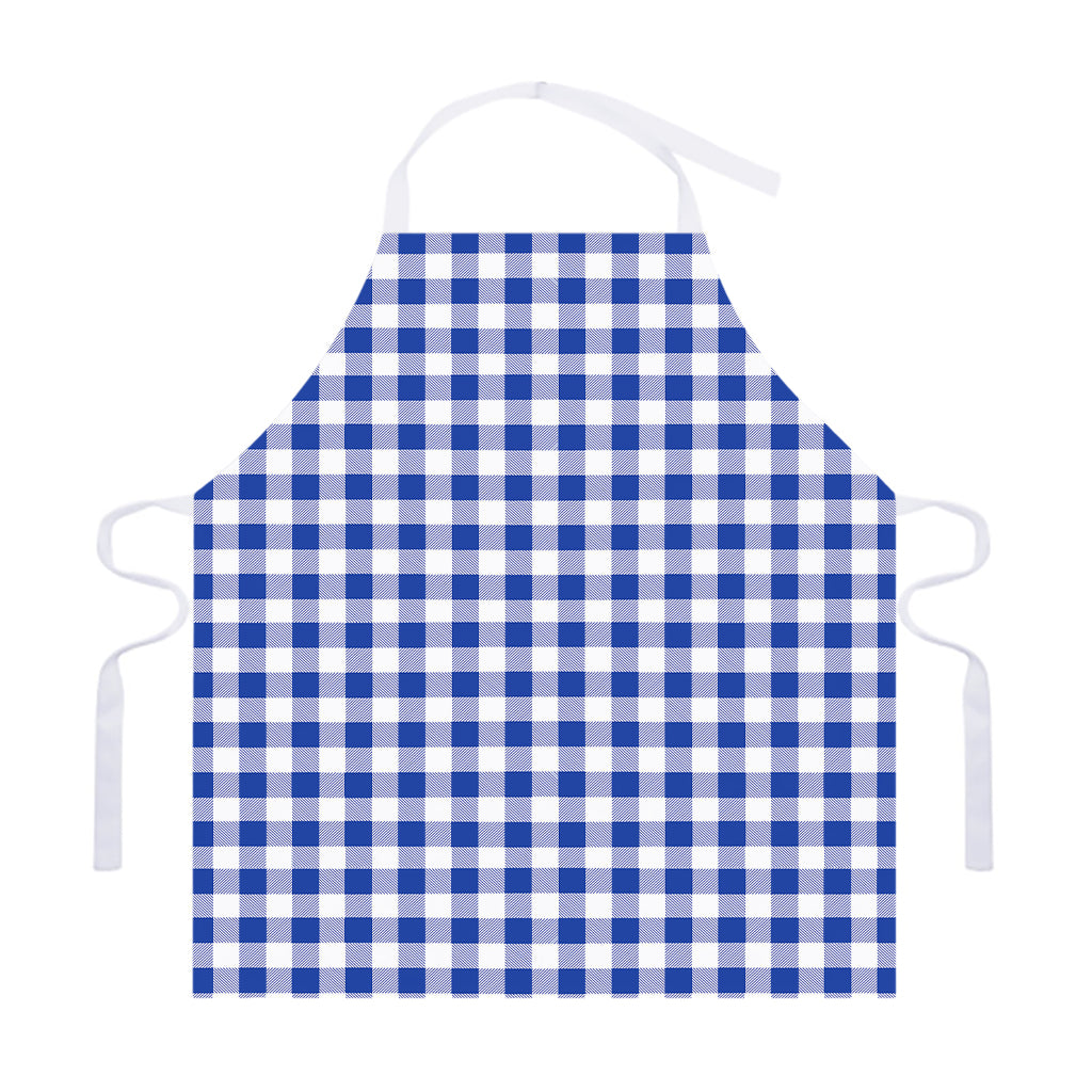 Blue And White Buffalo Check Print Adjustable Apron