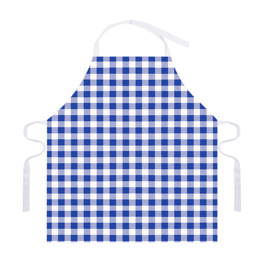 Blue And White Buffalo Check Print Adjustable Apron