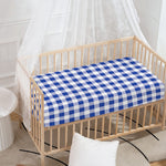Blue And White Buffalo Check Print Baby Crib Sheet