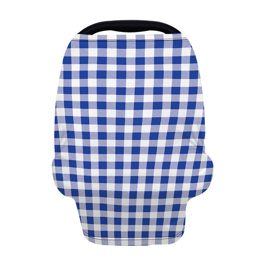 Blue And White Buffalo Check Print Baby Seat Cover