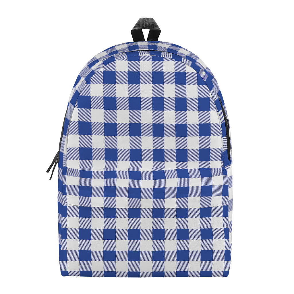 Blue And White Buffalo Check Print Backpack