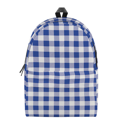 Blue And White Buffalo Check Print Backpack