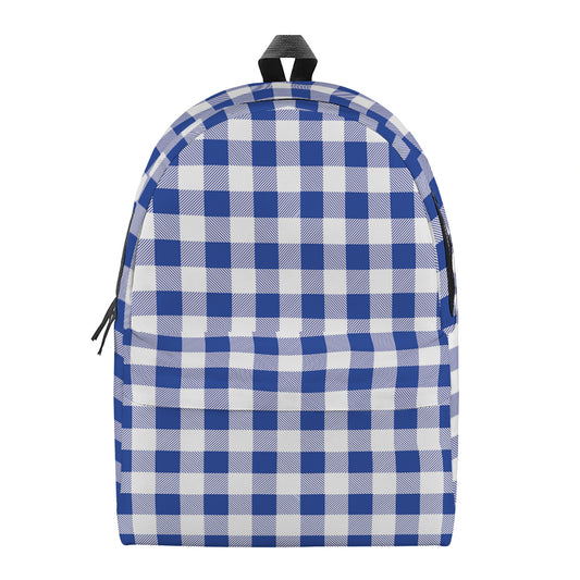 Blue And White Buffalo Check Print Backpack