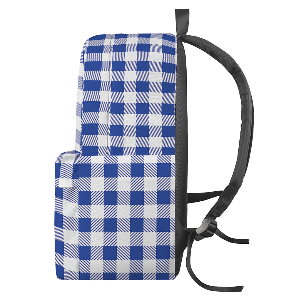 Blue And White Buffalo Check Print Backpack