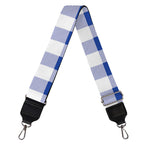Blue And White Buffalo Check Print Bag Strap