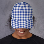 Blue And White Buffalo Check Print Baseball Cap