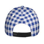 Blue And White Buffalo Check Print Baseball Cap