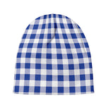 Blue And White Buffalo Check Print Beanie