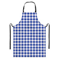 Blue And White Buffalo Check Print Bib Apron With Pocket