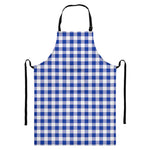Blue And White Buffalo Check Print Bib Apron With Pocket