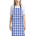 Blue And White Buffalo Check Print Bib Apron With Pocket