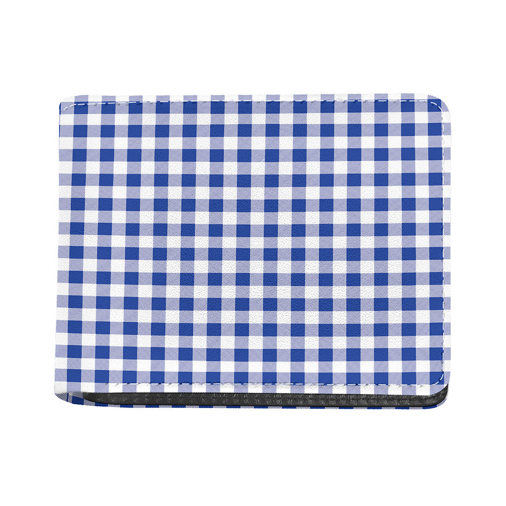 Blue And White Buffalo Check Print Bifold Wallet