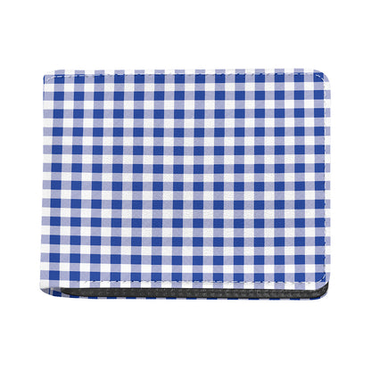 Blue And White Buffalo Check Print Bifold Wallet